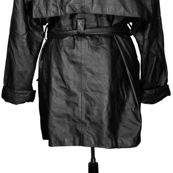 Wilsons Leather Jacket Women's Black Belted Insulated Button Thinsulate Long L - Picture 8 of 9